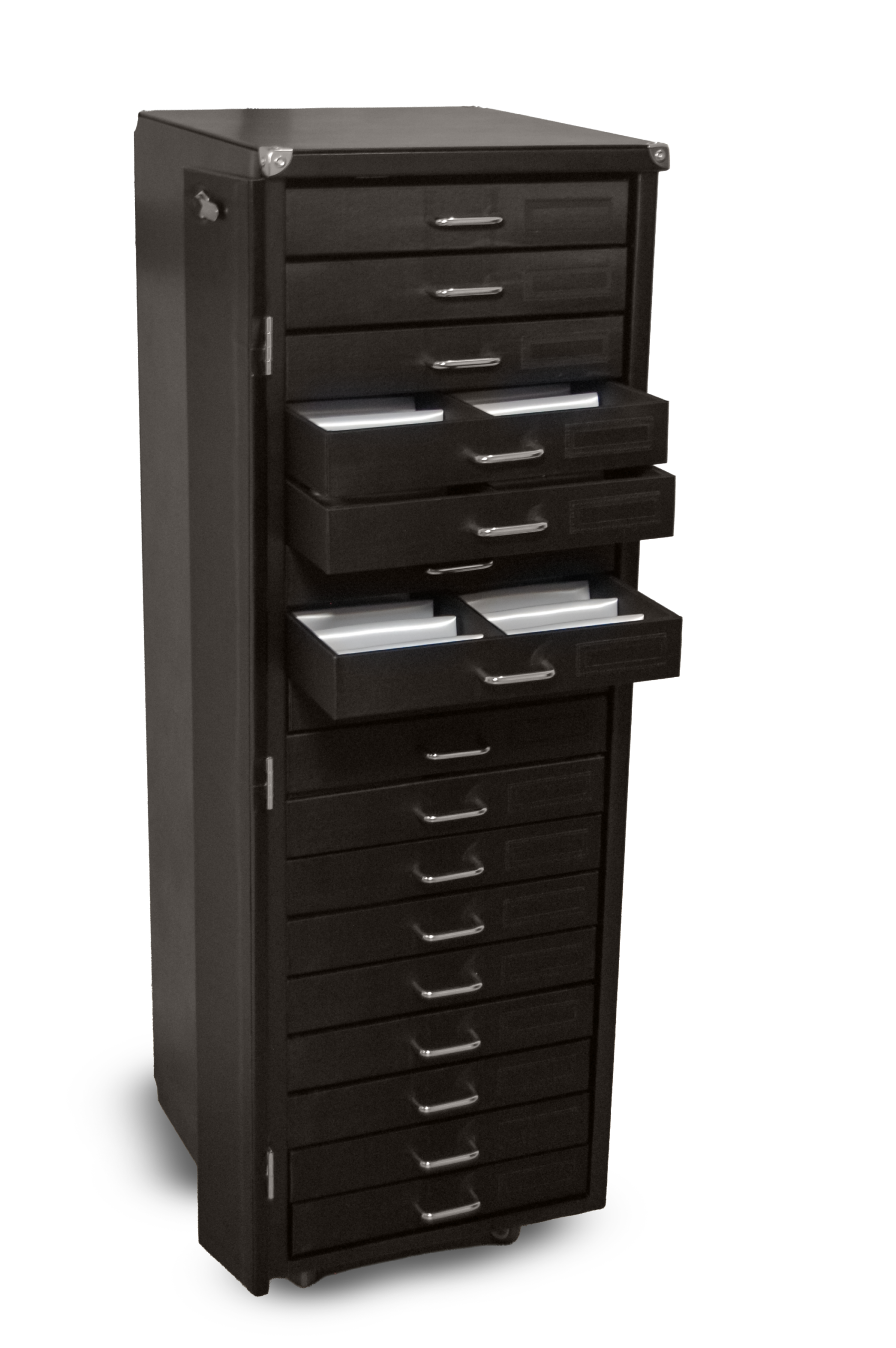 cassettiera porta campionario con anta e chiusura a combinazione